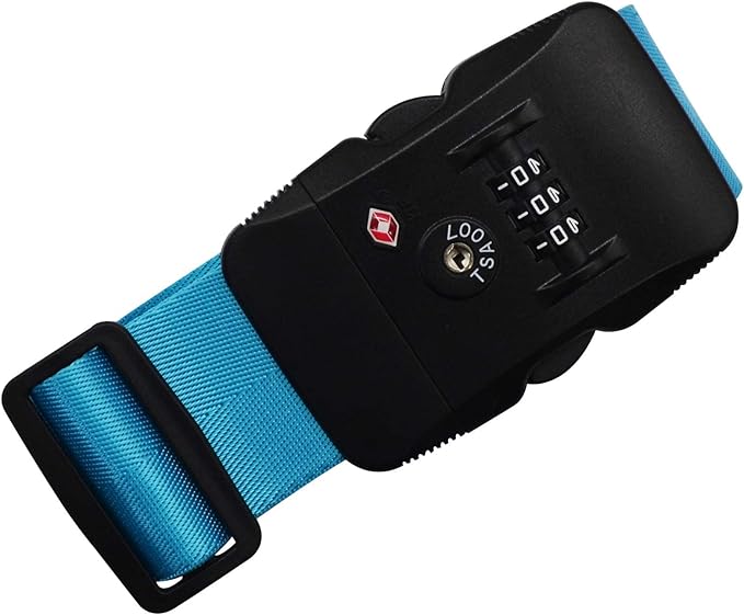 Heavy Duty Luggage Straps TSA Approved with Combination Lock Adjustable Travel Belt for Suitcases (Blue)