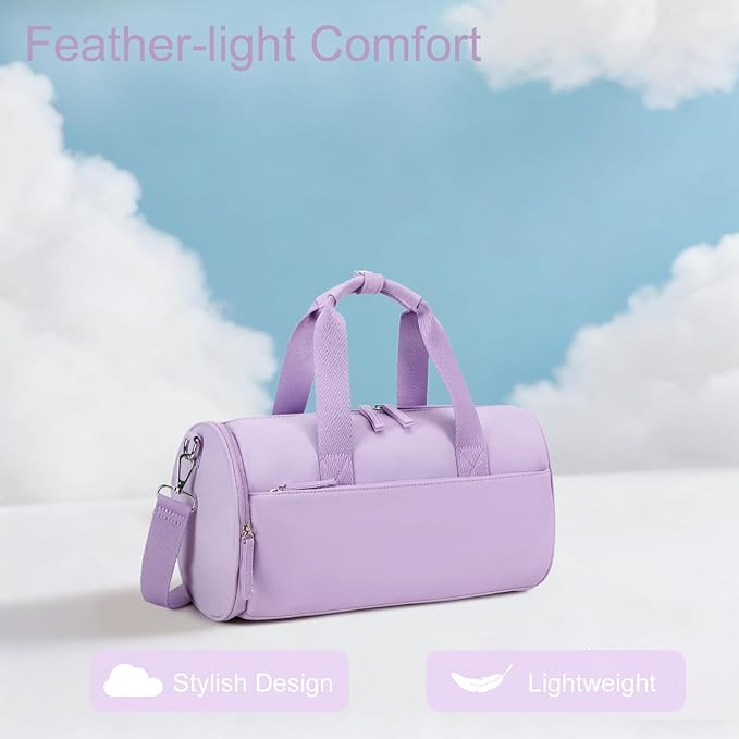 Mini Gym Bag for Women Girls Cute Small Duffle Bag 12'' with Multifunctional Pockets Workout Sport Bags Dance,Fitness,Yoga (B-Purple)