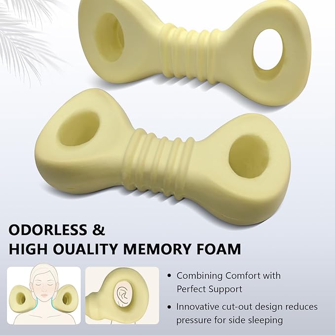 Cervical Neck Roll Pillow, Say Goodbye to Neck Pain, Travel Neck Support Pillow for Side Sleepers, Ergonomic Memory Foam Camping Pillow, Cervical Traction Device with Storage Bag