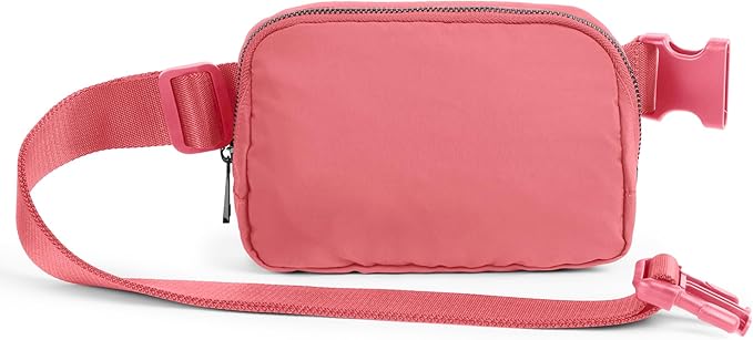 ODODOS Unisex Mini Belt Bag with Adjustable Strap Small Fanny Pack for Workout Running Traveling Hiking, Raspberry