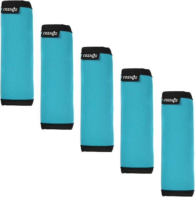 Cosmos 5 Pcs Aqua Blue Color Comfort Neoprene Handle Wraps/Grip/Identifier for Travel Bag Luggage Suitcase