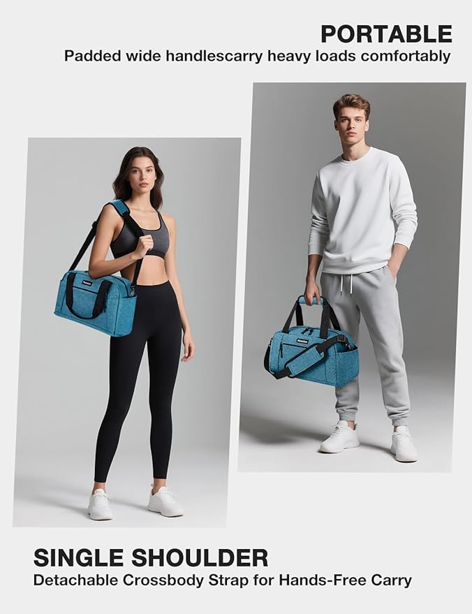 Noozion 14 inch Small Gym Bag for Women & Men, Lightweight Carry On Mini Duffle Bag with Multiple Pockets, Sports Bag for Travel and Workout.