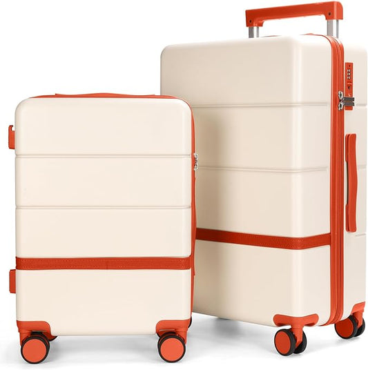 Luggage Sets, 2 Piece Suitcase set with wheels Tsa Lock 20/24 inchi Hardshell Waterproof Travel Suitcases luggage for Women/Men/Family (Orange)