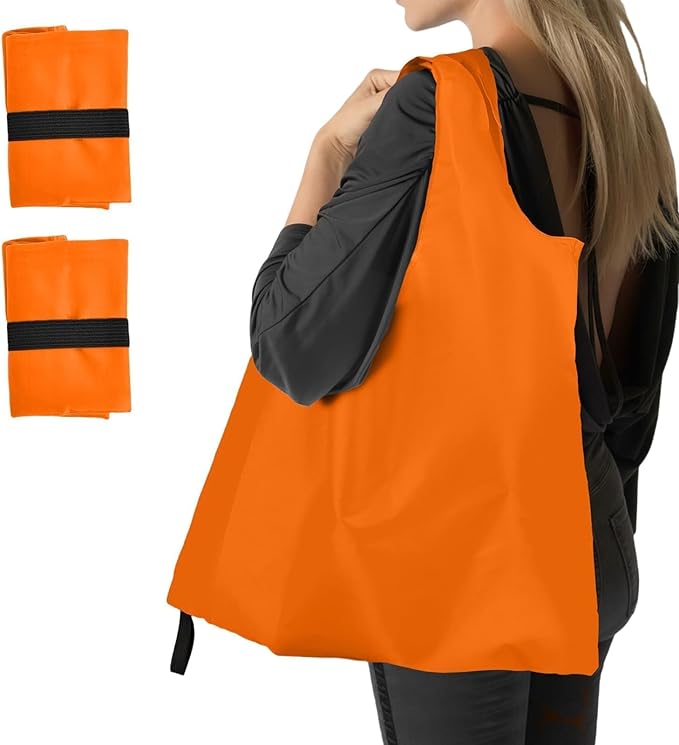 Washable Reusable Grocery Bags, Foldable Reusable Shopping Bags, Polyester Tote, Pocket Size Carrier