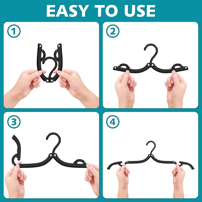15 Pcs Travel Hangers Portable Foldable Travel Hanger Organizer, Plastic Cruise Ship Accessories Essentials Clothes Hanging Rack Folding Hangers for Traveling Camping Flying RV Europe Suitcase, Multi