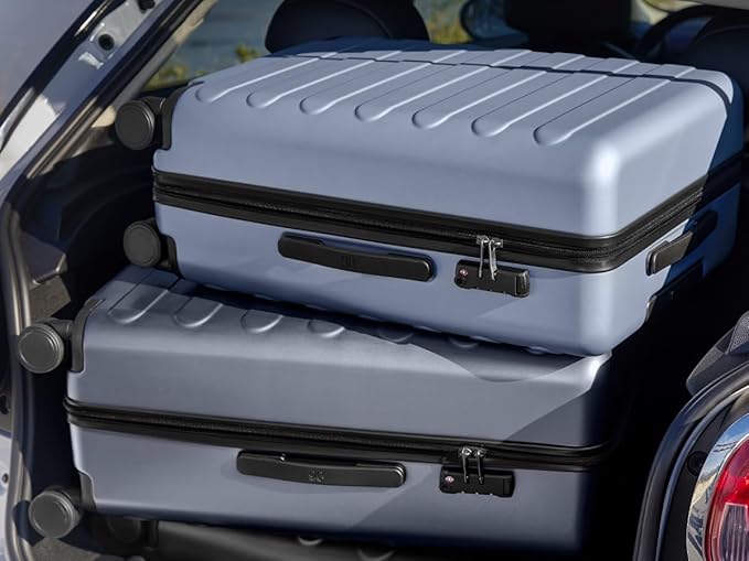 NINETYGO Medium Checked Luggage 24 Inch, Checking In Luggage with Smooth Spinner Wheels, Lightweight, Hard Shell PC Suitcase, Lightweight Travel Luggage, TSA Approved (Shadow, Rhine Basic)
