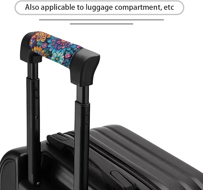 BIGCARJOB Set of 2 Pcs Luggage Handle Wraps with Blossom Lotus Print Suitcase Handle Sleeve Cover Identifier Travel Bag Wraps Washable Trolley Case Grip Cover Set Travel Accessories
