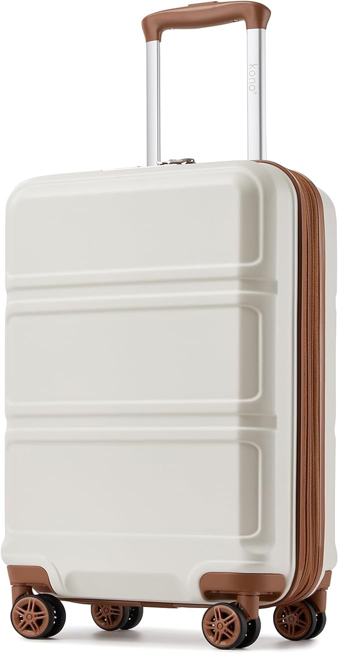 Kono Carry On Luggage 22x14x9 Airline Approved with Spinner Wheels,Lightweight PC+ABS 20 Inch Luggage with TSA Lock,Expandable Hard Shell Carry On Suitcases for Men Women,White