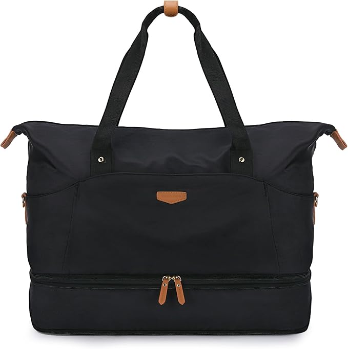 Missnine Weekender Bag for Women, Foldie Travel Bag Expandable with Shoes Compartment Travel Duffel 50L Carry on Overnight Gym