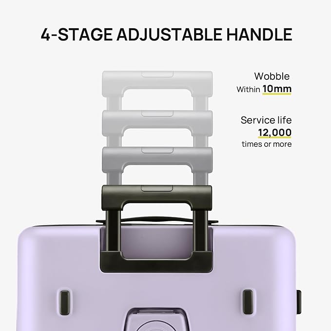 NINETYGO Medium Checked Luggage 25 Inch, Flat Top Opening Check In Luggage with Cup Holder, Expandable, Lightweight PC Hard Shell, TSA Lock, 360° Spinner Wheels (Lavender Taro Milk)