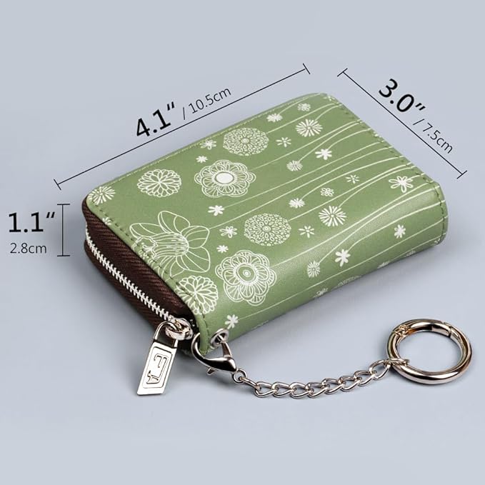 FurArt Zipper Wallet Women, RFID Blocking Credit Card Wallet, Business Card Holder, Compact Size KeyChain Wallet