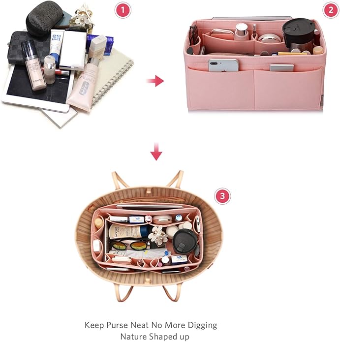 ZTUJO Felt Purse Organizer, Multi Pocket Bag in Bag Organizer For Tote & Handbag Shaper, Speedy 30, Speedy 35 and Speedy 40