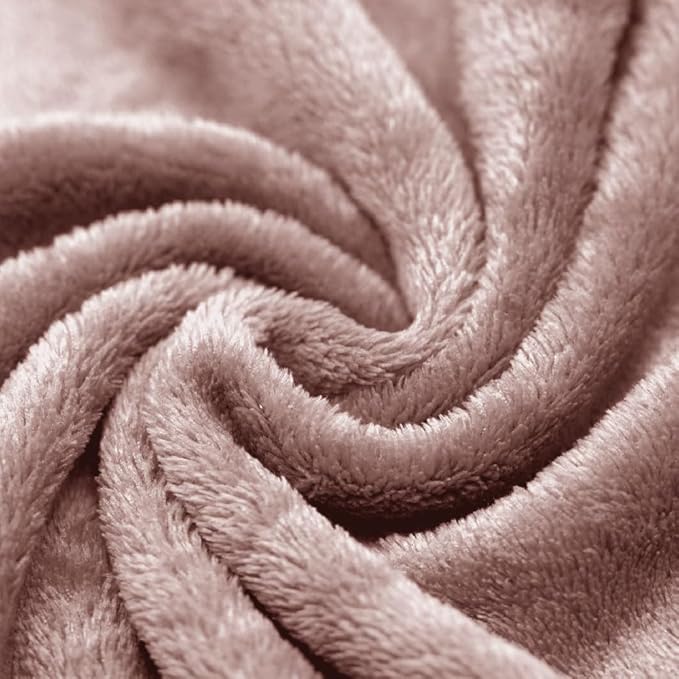 DEZ FURNISHINGS 4-in-1 Travel Compact Blanket Pillow Super Soft Velvet with Luggage Sleeve and Backpack Clip, Dusty Pink, 60" x 45"