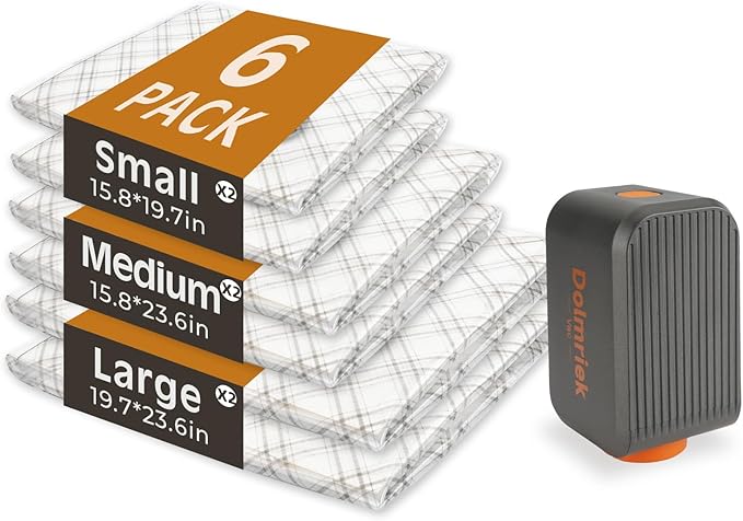 Travel Vacuum Storage Bags with USB Electric Pump, 6 Pack Compression Seal Bags for Luggage and Suitcase, Space Saver for Clothes and Clothing