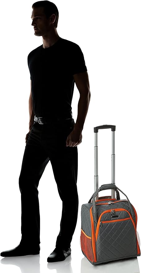 Rockland Melrose Upright Wheeled Underseater Carry-On Luggage, Charcoal