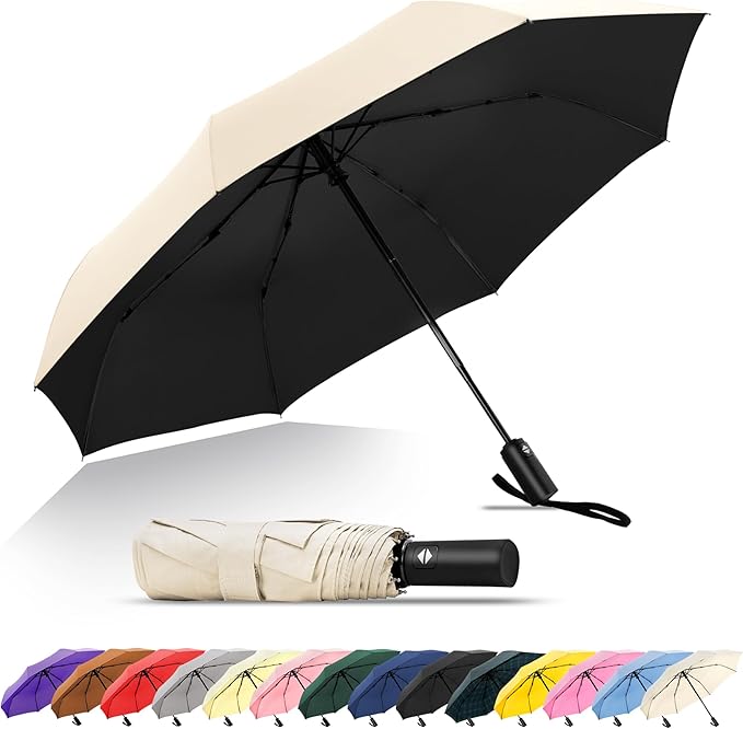 SoulRain Travel Umbrella - Compact Umbrella for Rain - Perfect Large Auto Folding Umbrella - Ideal Car umbrella, Small umbrella, and Travel Companion