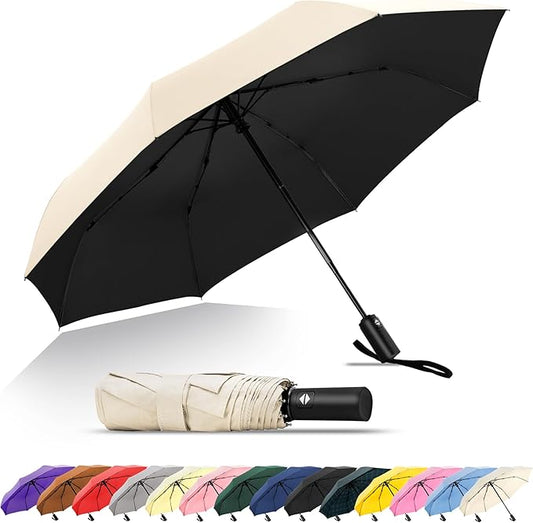 SoulRain Travel Umbrella - Compact Umbrella for Rain - Perfect Large Auto Folding Umbrella - Ideal Car umbrella, Small umbrella, and Travel Companion