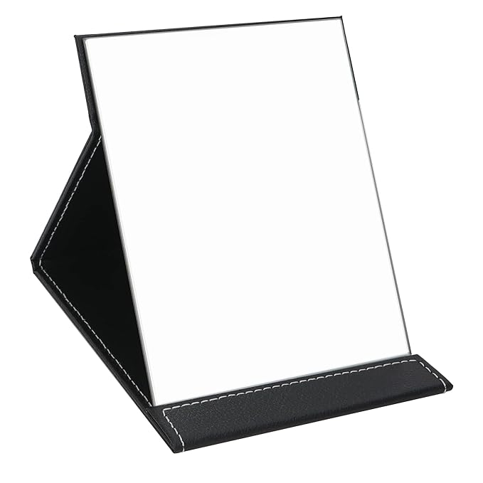 EFAILY Folding Travel Mirror, PU Portable Adjustable Rectangular Ultrathin Mirror, for Travel, Camping,Home(10W×7.8L)