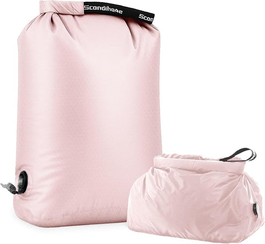 Travel Laundry Bag, Pump-Free Vacuum Compression Dirty Clothes Bag, Medium Reusable Waterproof & Washable Laundry Bag, Wet and Dry Bag, Ideal for Suitcases, Laundromats (1 Pack) Pink