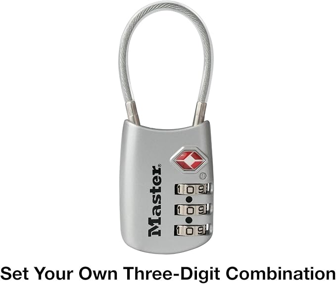 Master Lock 4688D Set Your Own Combination TSA Approved Luggage Lock, 1 Pack, Silver