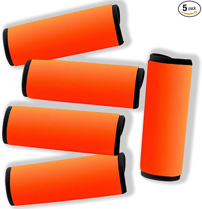Neoprene Luggage Handle Wrap 5pcs Pack Neon Luggage Tags/Identifiers Bright Luggage Markers Airport Travel Accessories for Luggage/Suitcase Fluorescent Orange