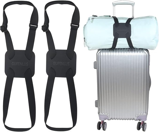 Luggage Bungee Luggage Straps for suitcases，Bag Bungee for Luggage，Adjustable Size Luggage Straps and Elastic Travel Accessories- 2 Pack (Black-2)