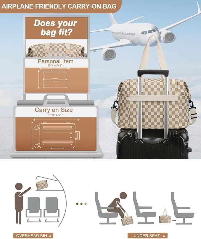Travel Duffle Bag, Waterproof Weekender Overnight Hospital Bags for Women Men with Toiletry Bag Lightweight Carry on Personal Item Duffle Gym Bag for Travel, Airplanes, Sports
