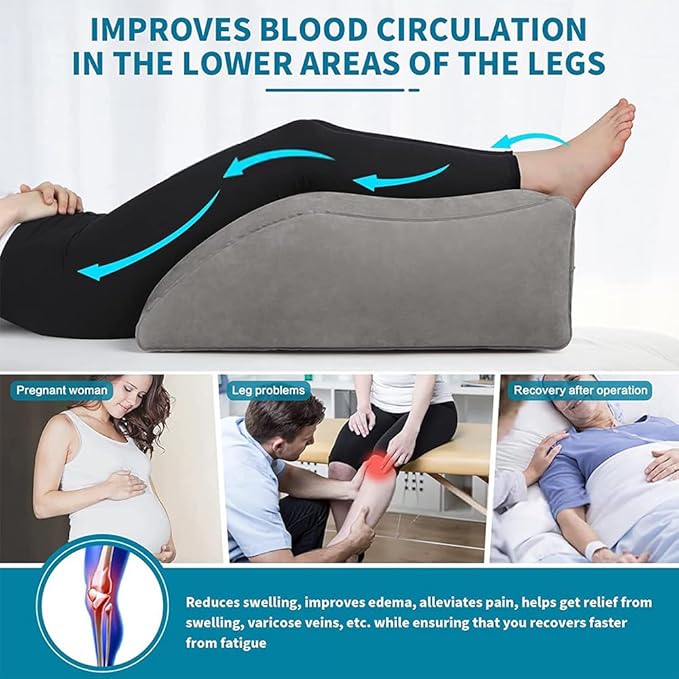 Leg Elevating Pillow, Inflatable Wedge Pillows for Sleeping, Leg Pillow Elevation Blood Circulation and Reduce Swelling, Comfort Bolster Pillow for Legs for Pregnant, Surgery and Injury