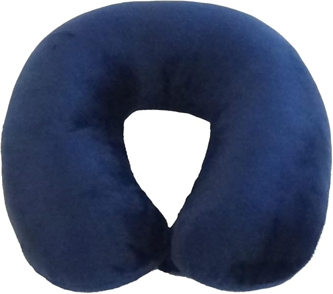 Adult Cozy Soft Microfiber Neck Pillow for Travel – Compact, Machine Washable - Perfect for Airplane, Car, or Home Use - Filled and Finished in The USA – Navy