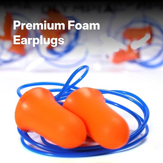 NORTHSKY Foam Ear Plugs, 200 Pairs Foam Earplugs for Sleeping, Effective Noise Reduction NRR of 32 dB, Bulk Ear Plugs with Cord, Bell Shape, Slow Rebound