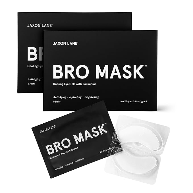 JAXON LANE BRO MASK Under Eye Patches for Men with Hydrogel (2 x 6 pairs) - Anti-Aging Korean Eye Masks for Dark Circles and Puffiness- Puffy Under Eye Treatment - Perfect Skin Care for Men