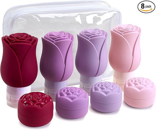 Silicone Travel Bottles - 3 OZ Travel Bottles Leakproof for Travel TSA Approved & Refillable Mini Cream Containers Set 8 Pack, 4 colors