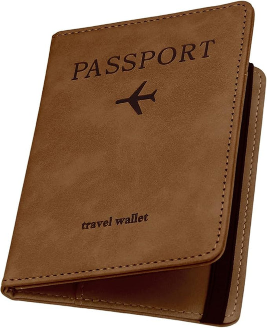 ILIYAH-Passport Cover-Passport Holder Travel Wallet-RFID Blocking Passport Case Travel Accessories Card Holder Wallet Unisex Travel Gifts (Brown)