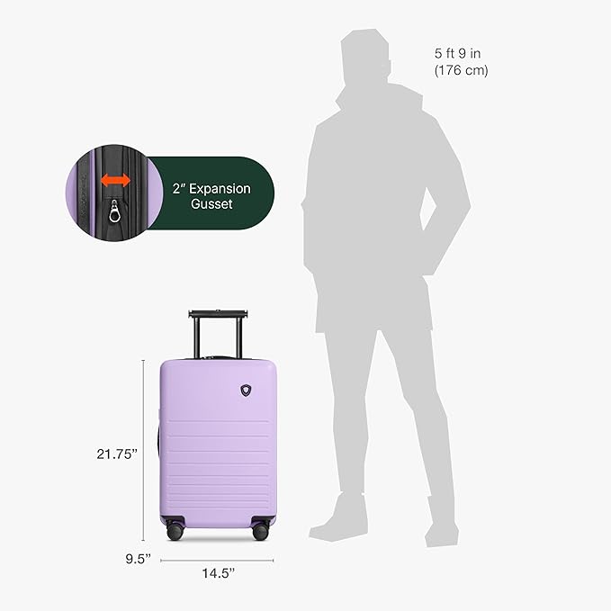 Traveler's Choice Markham Hardside Expandable Luggage with Double Spinner Wheels, Carry-On 21-Inch Suitcase, TSA Lock, 21-Inch, Purple