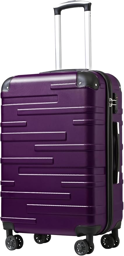 Coolife Hardside Carry-On Luggage with TSA Lock, Spinner Wheels, Telescopic Handle, Lightweight Suitcase (Purple, S(20in_carry on))