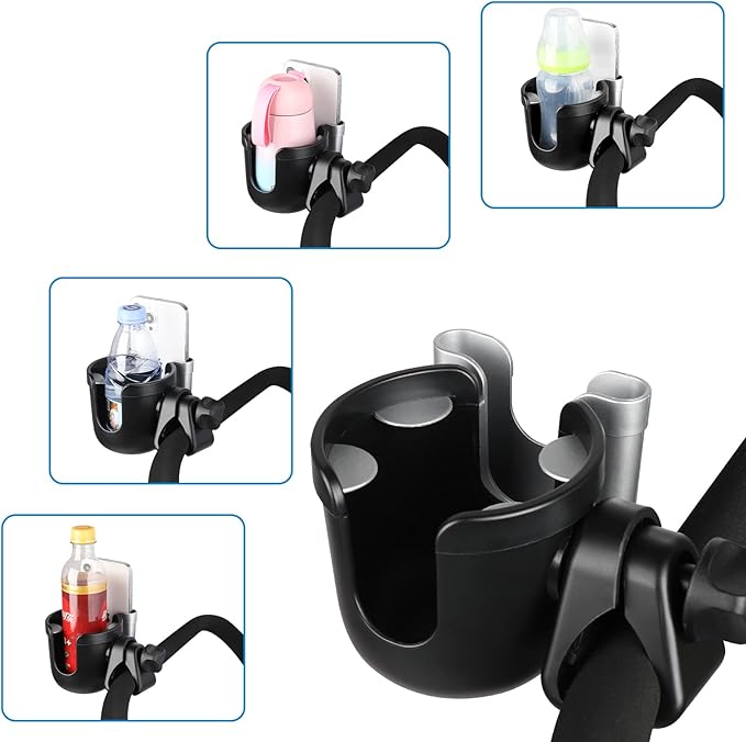Accmor Stroller Cup Holder with Phone Holder, Bike Cup Holder, Universal Cup Holder for Uppababy Nuna Doona Strollers, 2-in-1 Cup Phone Holder for Stroller Bike Wheelchair Walker Accessory