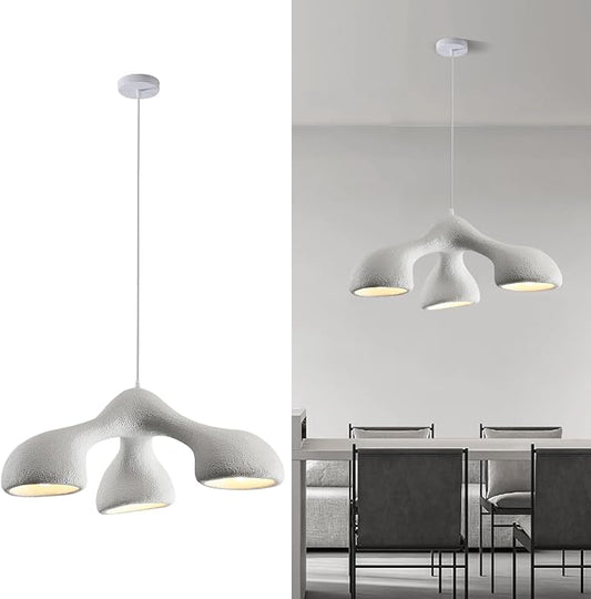 JAYMP Wabi Sabi Pendant Light Fixture for Dining Room Kitchen Island Restaurant Farmhouse E26 Base 3-Lights White Hanging Lamp Dia 72cm/28.3in 1 Pack