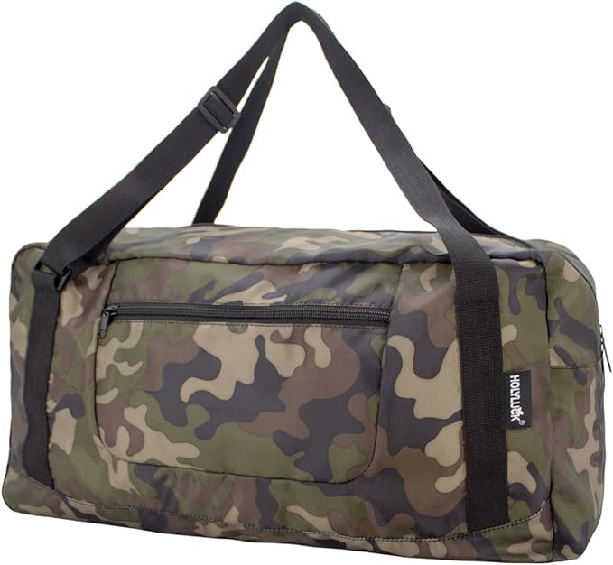 HOLYLUCK Foldable Travel Duffel Bag For Women & Men Luggage Great for Gym (jungle camo)