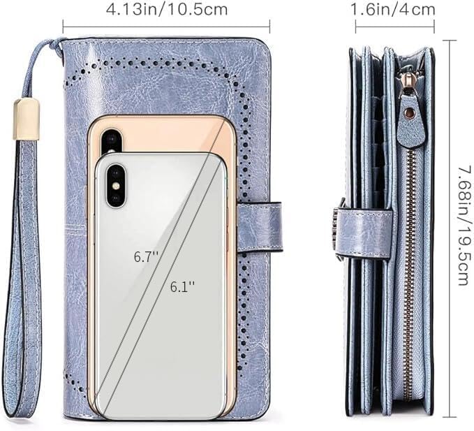 SENDEFN Wallets for Women Leather Credit Card Holder with RFID Blocking Large Capacity Wristlet | with RFID Blocking, Large Capacity, Wristlet, with RFID Blocking, Large Capacity, Wristlet