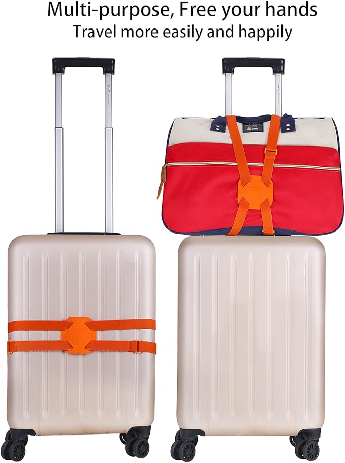 GUANJUNX Luggage Straps Bag Bungees for Add a Bag Easy to Travel Suitcase Elastic Strap Belt Long Orange L Orange Gb-0021
