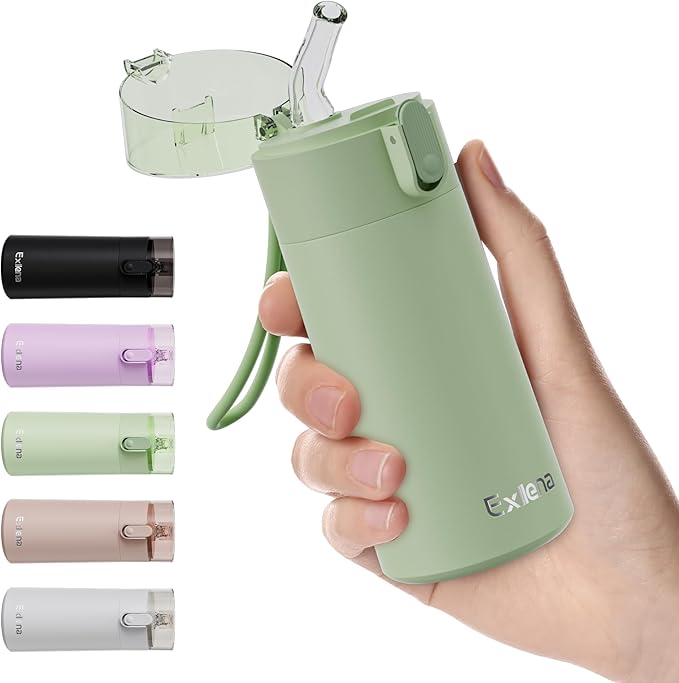 5oz Small Water Bottles with Straw, Mini Water Bottle with One-Hand Open Design, Leak-Proof Locking Lid for Hot&Cold Drinks, Small Travel Water Bottle - 100% Leakproof for School, Travel...(Mint)