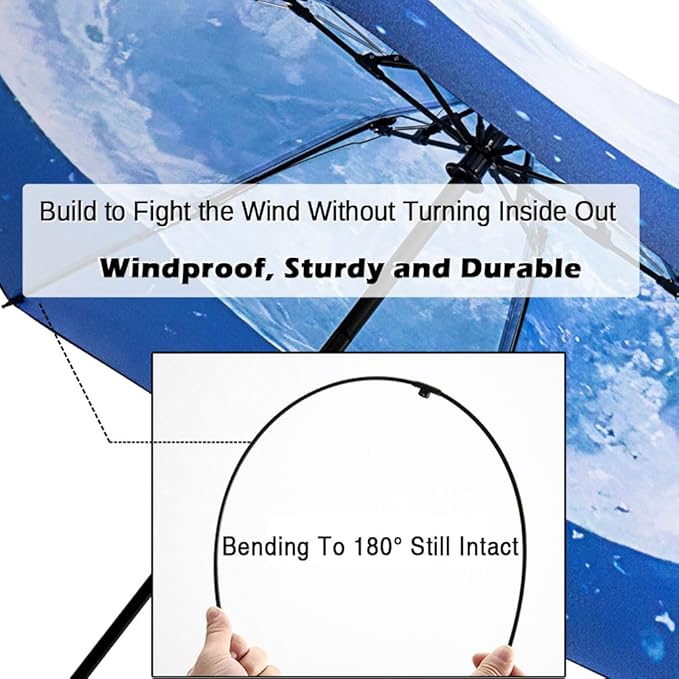 LANBRELLA Compact Reverse Folding Umbrella Auto Windproof Travel Umbrella