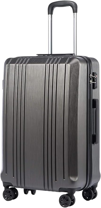 Coolife Luggage PC+ABS Hardshell Suitcase with TSA Lock, Spinner Carry On Lightweight (grey, S(20in_carry on))