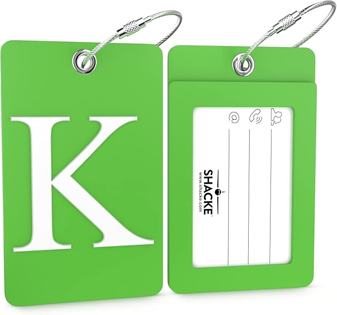 Luggage Tag Initial – Fully Bendable Tag w/Stainless Steel Loop (Letter K)