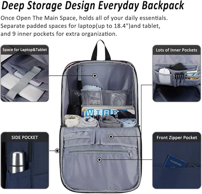 MAXTOP Travel Laptop Backpack Business Anti-theft Backpacks[Water Resistant] College Bookbag Fits 18.4 Inch Laptop