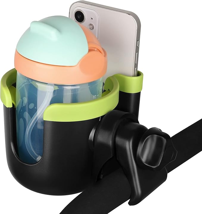 Accmor Stroller Cup Holder with Phone Holder, Bike Cup Holder, Universal Cup Holder for Uppababy Nuna Doona Strollers, 2-in-1 Cup Phone Holder for Stroller Bike Wheelchair Walker Accessory