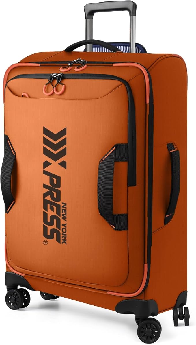 30'' Large Softside Suitcase,Luggage w/Spinner Wheels,Waterproof,Lightweight Travel Suitcase for Men/Women（Orange,30in）