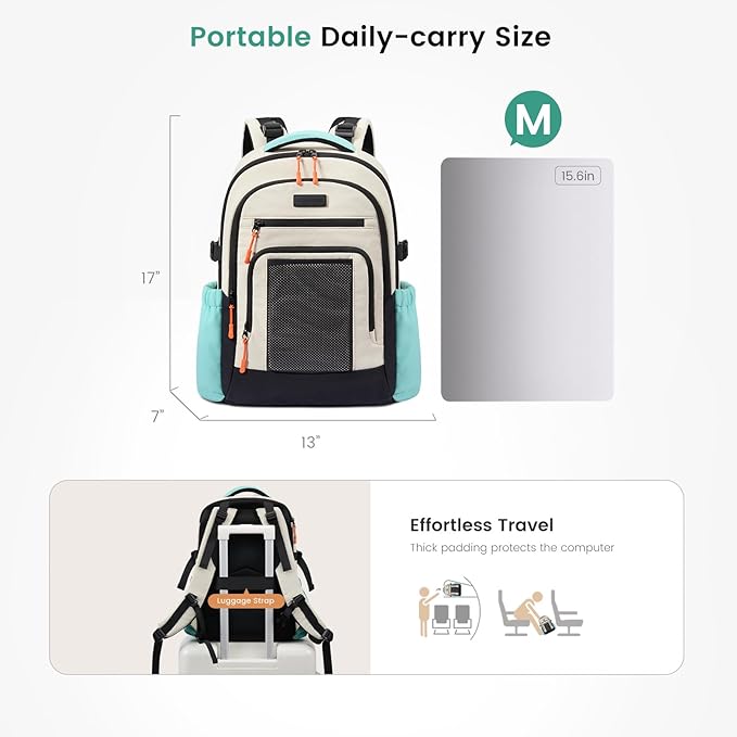 LOVEVOOK Laptop Backpack for Women with Large Cup Holder,15.6 Inch Work Computer Bag with Chest Buckle Back Pad Shoulder Buckle,Waterproof Business Backpack College Teacher Bag for Gift Travel