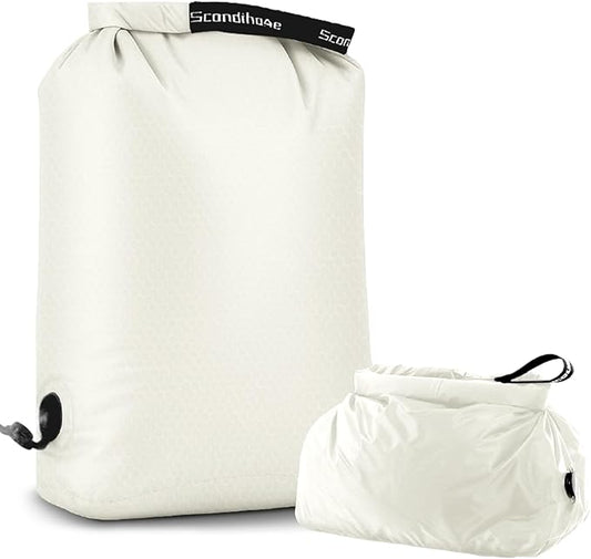 Travel Laundry Bag, Pump-free Vacuum Compression Dirty Clothes Bag, Medium Reusable Waterproof & Washable Laundry Bag, Wet and Dry Bag, Ideal for Suitcases, Laundromats (1 Pack) White