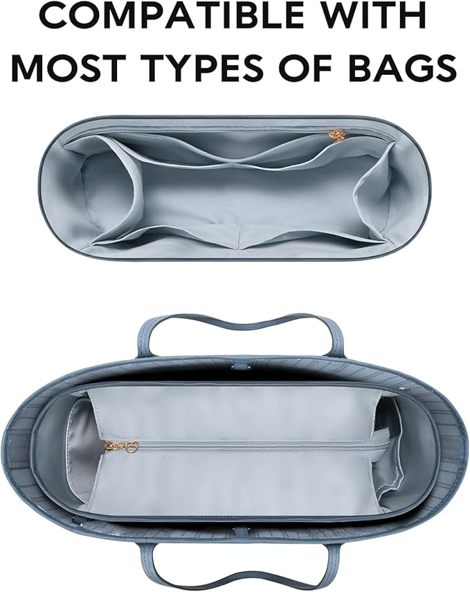 GIVLEFLY Large Purse Organizer Insert for Tote Bag, Lightweight Handbag Organizer with Multiple Pockets, Structured Bag Insert,Light Blue